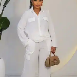 BREASTED FALSE POCKET SHIRT & PANT SET 1901A