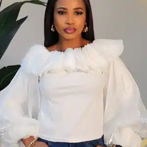 BUBBLE SLEEVE PETAL NECK DETAIL TOP 910 - Image 4