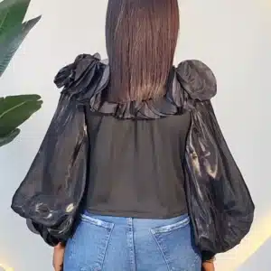 BUBBLE SLEEVE PETAL NECK DETAIL TOP 910 - Image 5