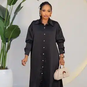 COWL BACK LACE INSERTED SHIRT DRESS 2101 - Image 2