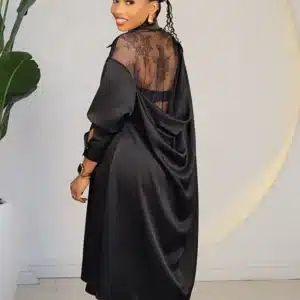 COWL BACK LACE INSERTED SHIRT DRESS 2101 - Image 5