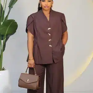 DETAILED SLEEVE JACKET & PANT SET 3012 - Image 2