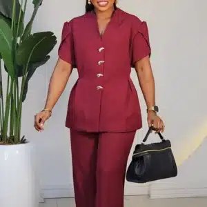 DETAILED SLEEVE JACKET & PANT SET 3012