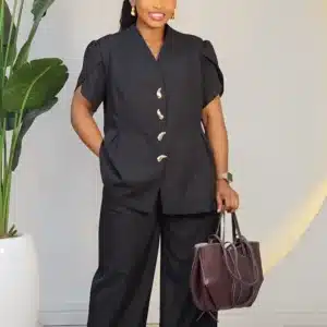 DETAILED SLEEVE JACKET & PANT SET 3012 - Image 3