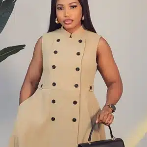 DOUBLE BREASTED BUTTON FLARE DRESS 0901 - Image 3