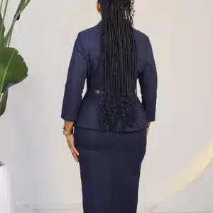 DOUBLE THIGH SLIT TRIM PEPLUM MIDI DRESS K774 - Image 7