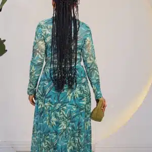 FLORAL MESH MAXI RUCH SLIT SKIRT & TOP SET 8032 - Image 6