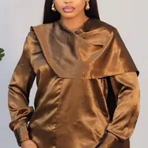 FRONT NECK DRAPE SATIN TOP 6951 - Image 3