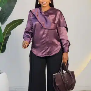 FRONT NECK DRAPE SATIN TOP 6951 - Image 2