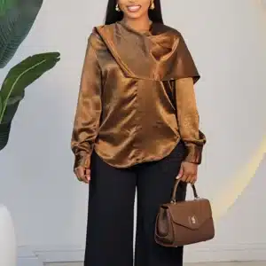 FRONT NECK DRAPE SATIN TOP 6951