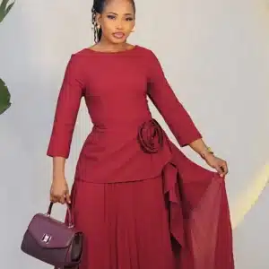 PEPLUM SIDE DRAPE PLEATED MAXI DRESS L784