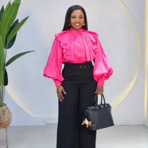 PLEAT CHEST BUBBLE SLEEVE SHIRT 9818