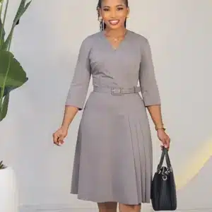 SIDE PLEAT & CHEST FLARE DRESS 6379 - Image 2