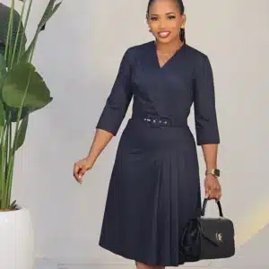 SIDE PLEAT & CHEST FLARE DRESS 6379