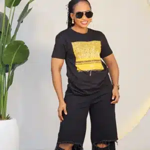 STUDDED ANIMAL PRINT FRONT INSCRIBE TSHIRT 0901 - Image 2