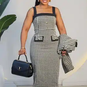 TOOTH PRINT JACKET & DRESS SET 8682