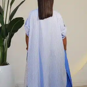2-TONE STRIPE BUTTON DOWN SHIRT DRESS 6025 - Image 6