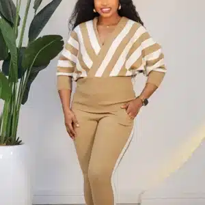 2IN1 KNOT STRIPE PANEL PANT SET - Image 2