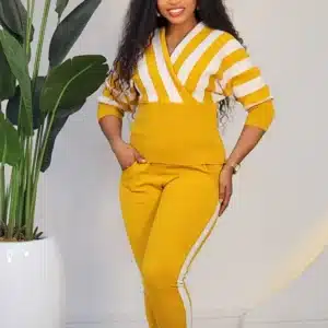 2IN1 KNOT STRIPE PANEL PANT SET