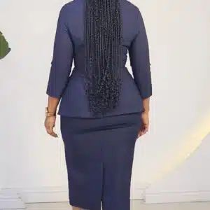 BOLD CHEST BUTTON PEPLUM DRESS L777 - Image 7