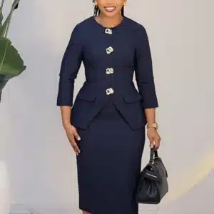 BOLD CHEST BUTTON PEPLUM DRESS L777