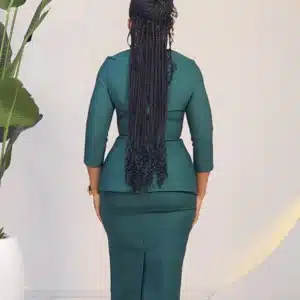 BOLD CHEST BUTTON PEPLUM DRESS L777 - Image 6