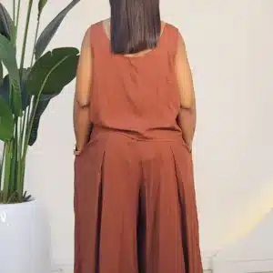 LINEN PALAZZO PANT & SLEEVELESS TOP SET 6009 - Image 6