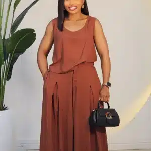 LINEN PALAZZO PANT & SLEEVELESS TOP SET 6009 - Image 3