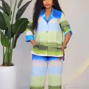 PATTERN SATIN LONG SLEEVE 2IN1 PANT - Image 2
