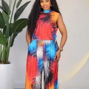 PRINT PALAZO PANT & TURTLE NECK 2IN1