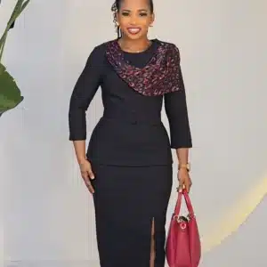 SHOULDER SCARF INSERTED PEPLUM DRESS L796