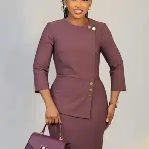 SIDE BUTTON DETAILED PEPLUM DRESS L795 - Image 3