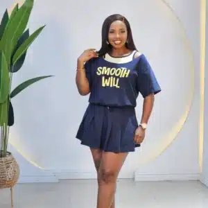 SMOOTH WILL FRONT INSCRIBED TOP & PLEAT SKIRT SET 2575