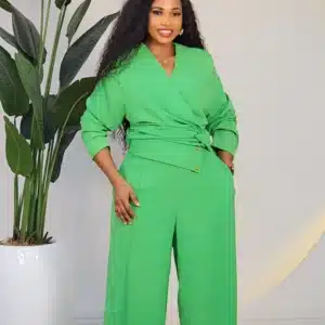 V-NECK COWL WAIST TOP 2IN1 PANT