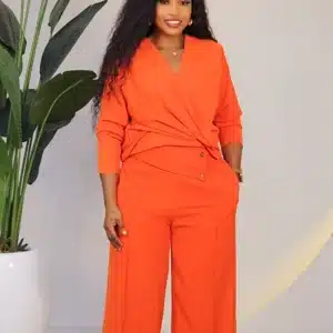 V-NECK COWL WAIST TOP 2IN1 PANT - Image 2