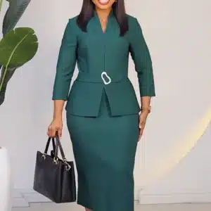 V-NECK PEPLUM MIDI DRESS L803 - Image 2