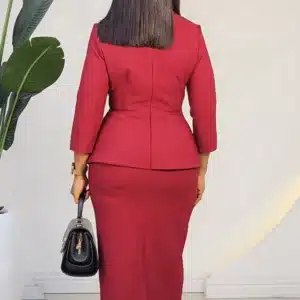 V-NECK PEPLUM MIDI DRESS L803 - Image 9