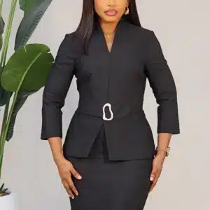 V-NECK PEPLUM MIDI DRESS L803 - Image 4