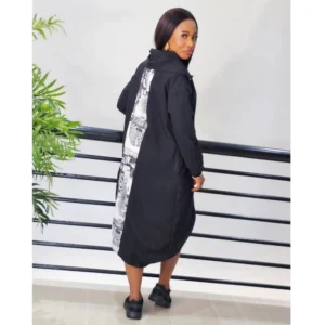 2-TONE FRONT ZIP COLLAR DRESS - Image 2