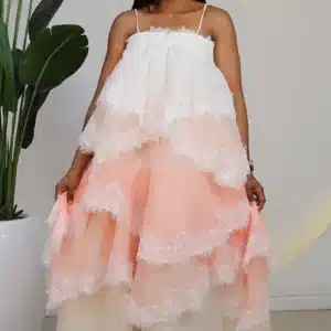 2-TONE LACE INSERTED LAYERS DRESS 860 - Image 2