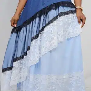 2-TONE LACE INSERTED SLANT DOWN SKIRT 2103A - Image 5