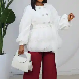 RUFFLE HEM BUBBLE SLEEVE BLAZER 993