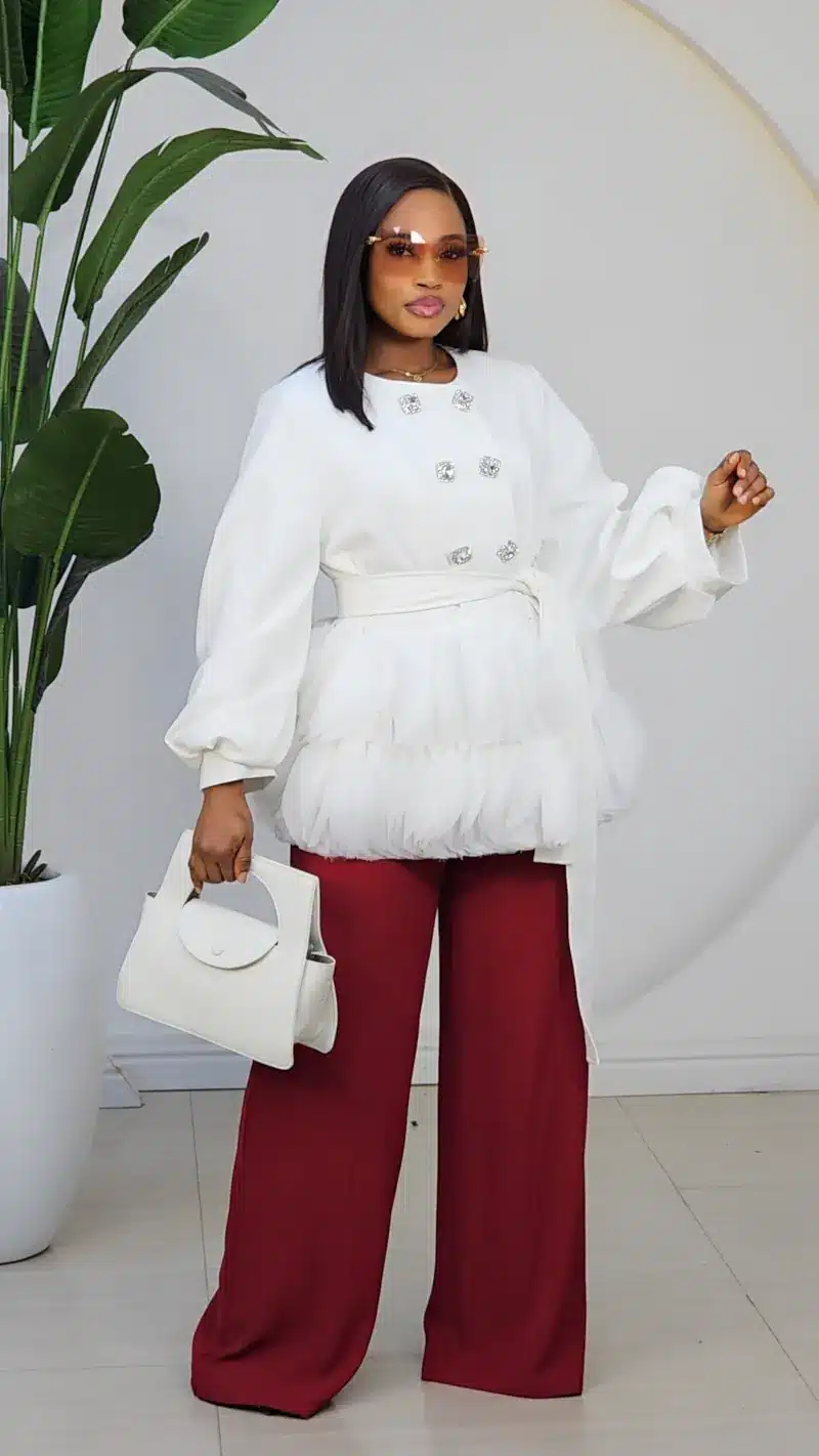 RUFFLE HEM BUBBLE SLEEVE BLAZER 993