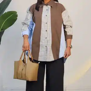 3 TONE CHECKERS & PLAIN SHIRT 8612 - Image 2