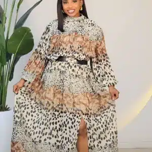 ANIMAL PRINT PLEATED MAXI DRESS - Image 2