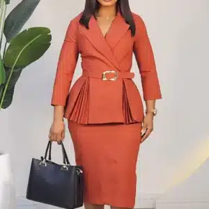 CASEMENT PLEAT PEPLUM COLLAR DRESS L876