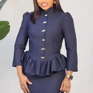 CHEST BUTTON RUFFLE PEPLUM MIDI DRESS L874 - Image 4