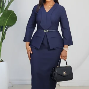 CHEST DETAILED PEPLUM MIDI DRESS L913 - Image 2