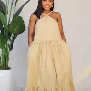 CROSS BACK MIDI HEM DRESS - Image 2