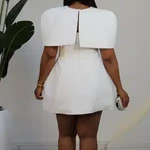 DETACHABLE CAPE A-LINE SHORT DRESS 970 - Image 8